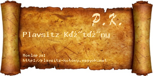 Plavsitz Kötöny névjegykártya